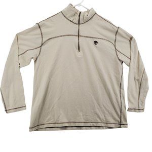 Timberland Shirt Men's Long Sleeve 1/4 Zip Pullover High Neck Tan Extra Large